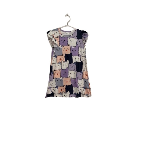 Mid Season Dress For Baby Girl In Cat Design Purple Color main image 1